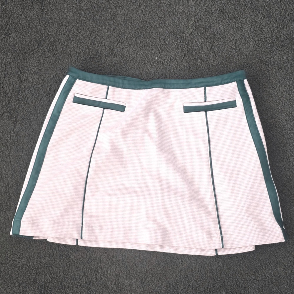 Maeve Anthropologie Houndstooth Skort Beige Green‎ Trim Side Zip Small